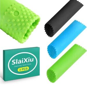 Set of 3 Silicone Garlic Peeler Effortless Black, Blue, and Green